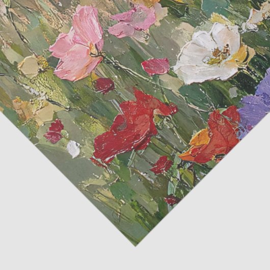 Wildflower Meadow Kleurrijke Bloemenolie Schilderi Tissuepapier (Detail)