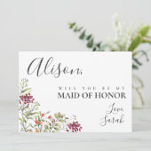 Wildflower Meadow Maid of Honor Voorstel Kaart (Staand voorkant)