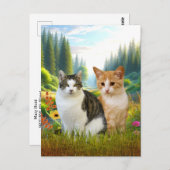 Wildflower Meadow met katten Briefkaart (Voorkant / Achterkant)