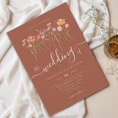 Wildflower Meadow Modern Script Terracotta & Beige Kaart