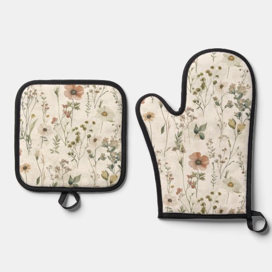 Wildflower Meadow Oven Mitt en Pot Holder Set (Voorkant)