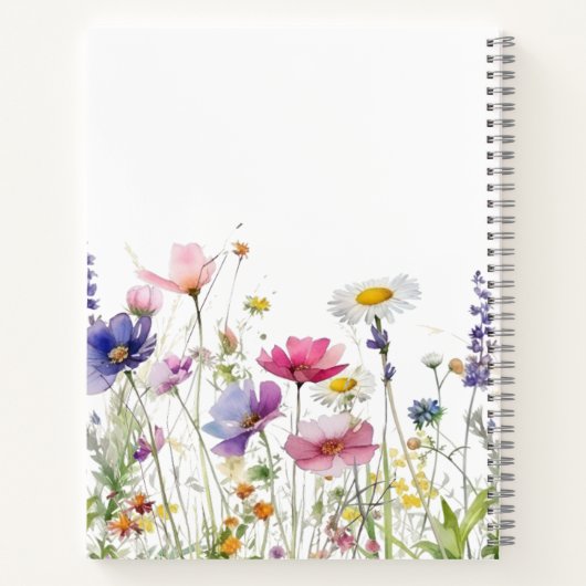  Wildflower Meadow Pink Script Double sided Notitieboek (Achterkant)
