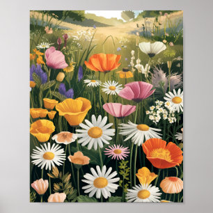 Wildflower Meadow Poster – kleurrijke botanische