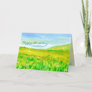 Wildflower Meadow Prairie Happy Birthday Kaart