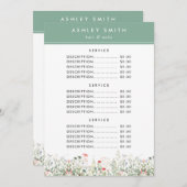 Wildflower Meadow Prijs Menu (Voorkant / Achterkant)