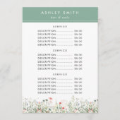 Wildflower Meadow Prijs Menu (Voorkant)