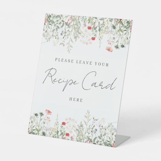 Wildflower Meadow Recept Kaart Reclamebord Met Voetstuk (Voorkant)