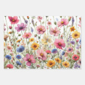 Wildflower Meadow Roze, Rood, Geel, Paarse, Blauw Inpakpapier Vel (Voorkant 3)