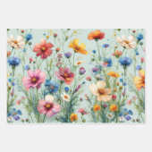 Wildflower Meadow Roze, Rood, Geel, Paarse, Blauw Inpakpapier Vel (Voorkant 2)
