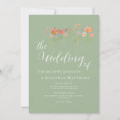 Wildflower Meadow Sage Green QR Code Wedding Kaart (Voorkant)
