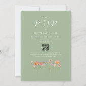 Wildflower Meadow Sage Green QR Code Wedding Kaart (Achterkant)