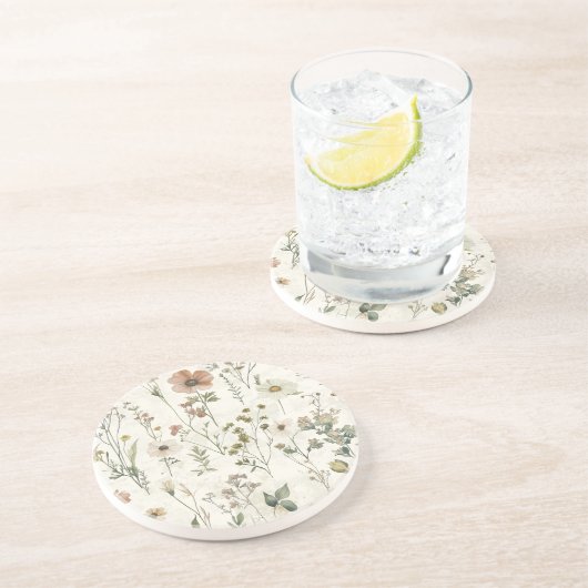 Wildflower Meadow Sandstone Zandsteen Onderzetter (Zijkant)