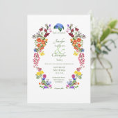 Wildflower Meadow Spring Bloemen Kleurrijke Bruilo Kaart (Staand voorkant)