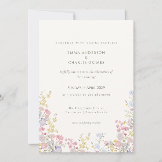 Wildflower Meadow Spring Summer Botanical Wedding Kaart (Voorkant)