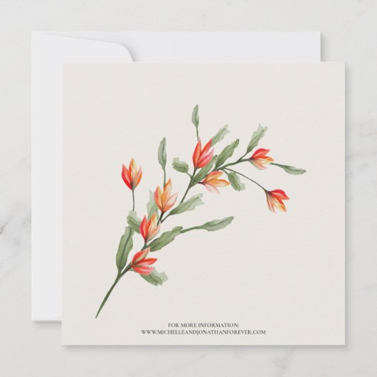 Wildflower Meadow Square bruiloft uitnodiging - Ec (Achterkant)