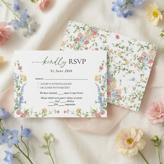 Wildflower Meadow Summer Wedding RSVP Kaartje