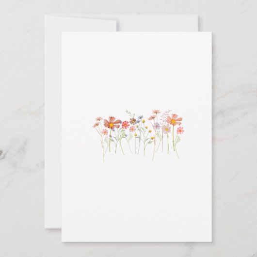 Wildflower Meadow Terracotta Sinaasappel Rust Wedd Kaart (Achterkant)