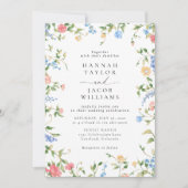 Wildflower Meadow Three Photo RSVP Wedding Kaart (Voorkant)