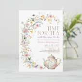  Wildflower Meadow Time voor Tea Baby shower Kaart (Staand voorkant)