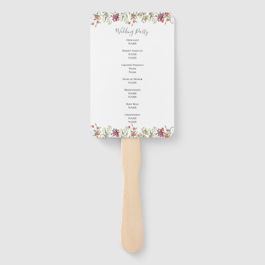 Wildflower Meadow Trouwprogramma Handwaaier (Achterkant)
