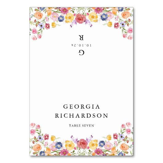 Wildflower Meadow Tuin Huwelijk Boho Place Card Kaart (Voorkant)