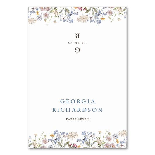 Wildflower Meadow Tuin Huwelijk Boho Place Card Kaart (Voorkant)