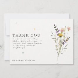 Wildflower Meadow Twee foto bruiloft dank u Bedankkaart