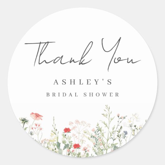 Wildflower Meadow Vrijgezellenfeest Dank u Ronde Sticker (Voorkant)
