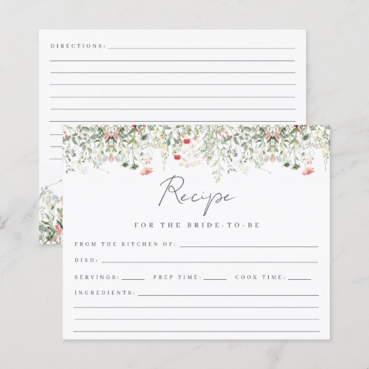 Wildflower Meadow Vrijgezellenfeest Recept Kaart (Voorkant / Achterkant)