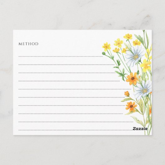 Wildflower Meadow Vrijgezellenfeest Recept Kaart (Achterkant)