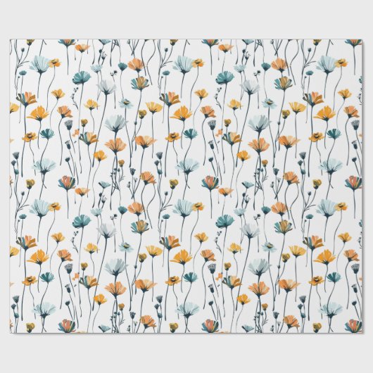 Wildflower Meadow, waterverf Boho Wilde bloemen, P Cadeaupapier (Vlak)