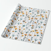 Wildflower Meadow, waterverf Boho Wilde bloemen, P Cadeaupapier (Uitgerold)