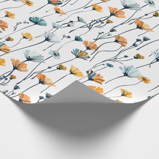 Wildflower Meadow, waterverf Boho Wilde bloemen, P Cadeaupapier (Hoek)