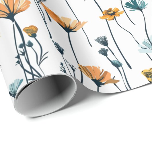 Wildflower Meadow, waterverf Boho Wilde bloemen, P Cadeaupapier (Rol Hoek)