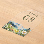 Wildflower Meadow Wedding Acrylic Table Number Acryl Uitnodigingen (Laagn)