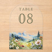 Wildflower Meadow Wedding Acrylic Table Number Acryl Uitnodigingen (Voorkant)