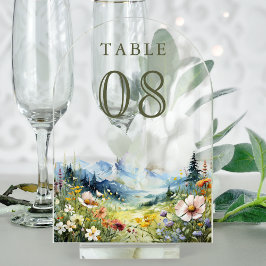 Wildflower Meadow Wedding Acrylic Table Number Acryl Uitnodigingen