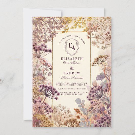  Wildflower Meadow Wedding Kaart (Voorkant)