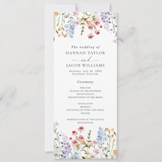 Wildflower Meadow Wedding Program Kaart (Voorkant)