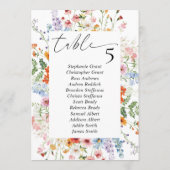 Wildflower Meadow Wedding Seating Chart Sign Cards Kaart (Achterkant)