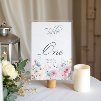 Wildflower Meadow Wedding Table Number Kaart