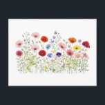 Wildflower Meadow with natural watercolor blooms Briefkaart<br><div class="desc">A stunning watercolor design featuring a meadow with wildflowers. This blooming meadow adds natural elegance and botanical beauty to any style. Perfect for flower and nature lovers.</div>