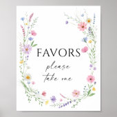Wildflower Meadow Wreath Wedding Favors Sign Poster (Voorkant)