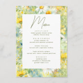 Wildflower Meadow Zomer Foliage Boho Bruiloft Menu (Voorkant)