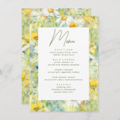 Wildflower Meadow Zomer Foliage Boho Bruiloft Menu (Voorkant / Achterkant)