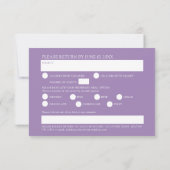 Wildflower meal option purple boho fall wedding RSVP kaartje (Achterkant)