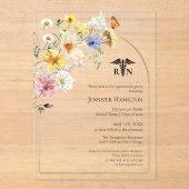 Wildflower Medical Nursing School Afstudeerder Par Acryl Uitnodigingen (Voorkant)