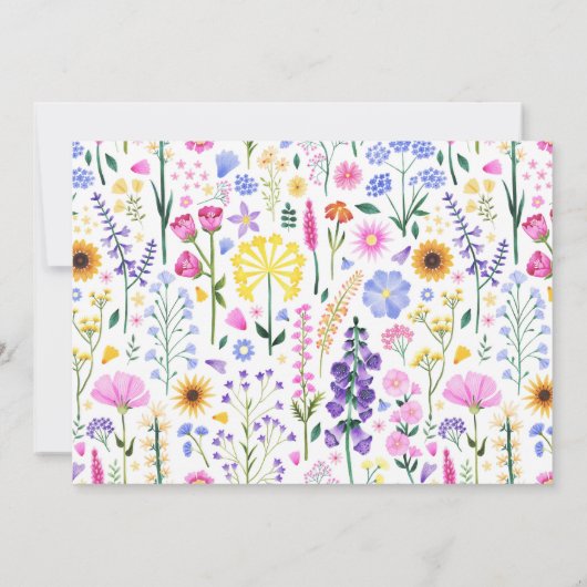 Wildflower Meisje 1e Verjaardag Bloemen Foto Kaart (Achterkant)