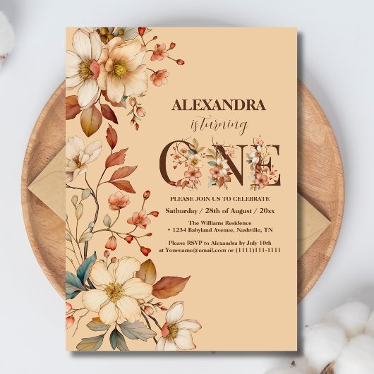 Wildflower meisje 1e verjaardag kaart