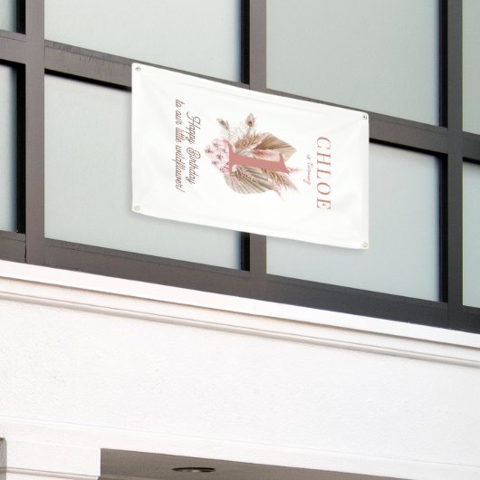 Wildflower Meisje 1e Verjaardag Party Banner (Buitenkant Gebouw)